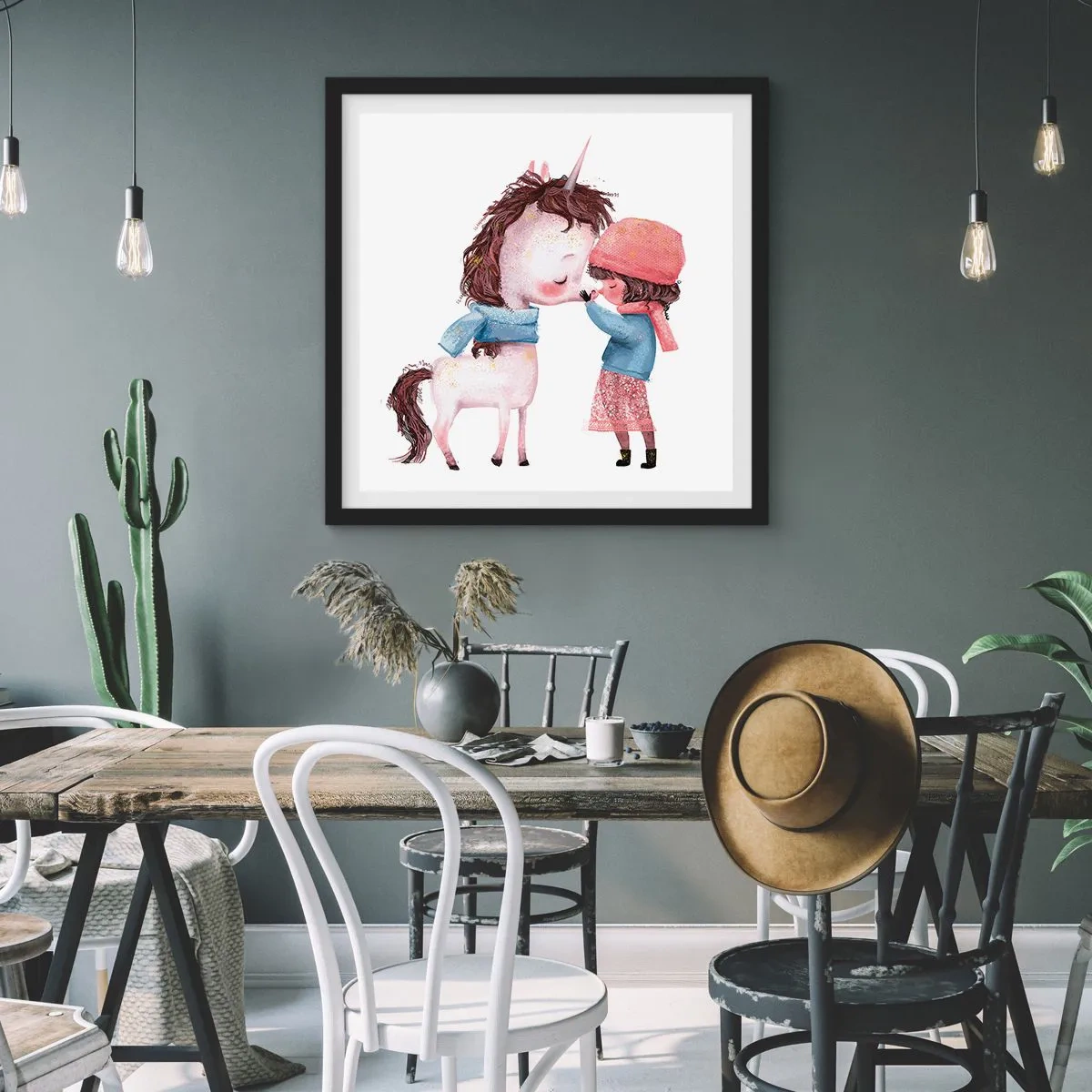 Affiche dans un cadre noir - Poster - Histoire d'hiver - 50x50 cm