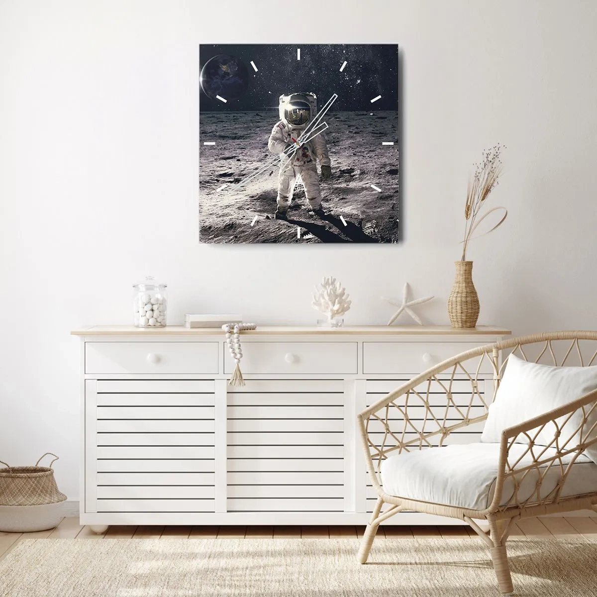 Horloge murale - Pendule murale - Salutations de la lune - 40x40 cm
