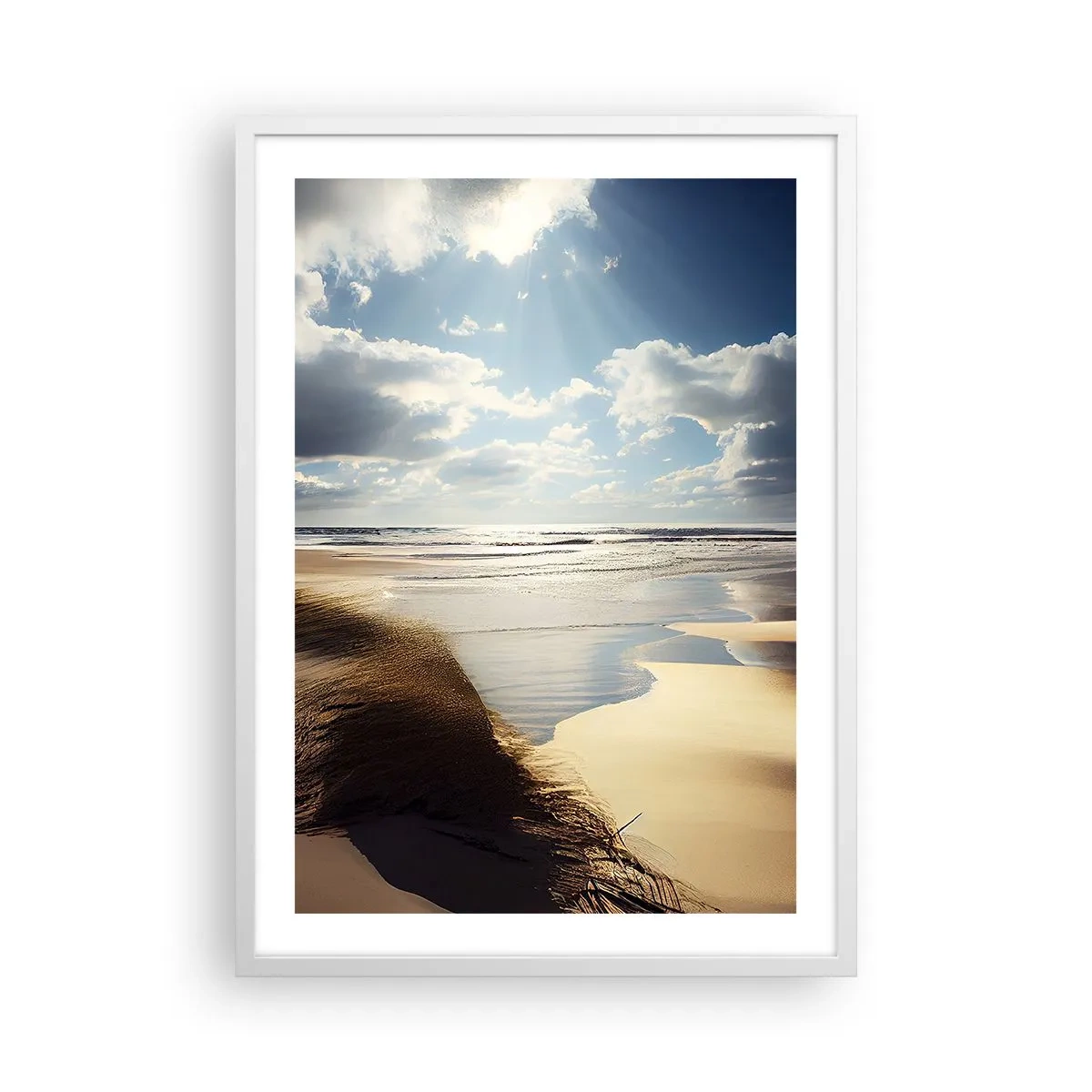 Affiche dans un cadre blanc - Poster - Plage, plage sauvage - 50x70 cm