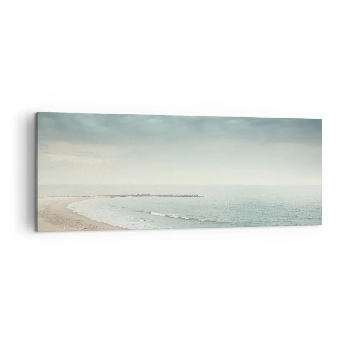 Impression sur toile - Image sur toile - Une silhouette solitaire sur une plage déserte au bord d'une mer calme - 140x50cm - à la recherche de la paix - Décoration murale moderne pour le salon et la chambre ARTTOR