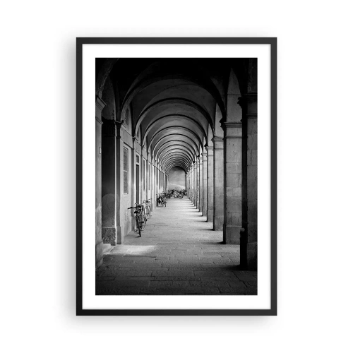 Affiche dans un cadre noir - Poster - Architecture en noir et blanc des arcades - 50x70cm - Sous les arcades - Décoration murale moderne pour le salon et la chambre ARTTOR