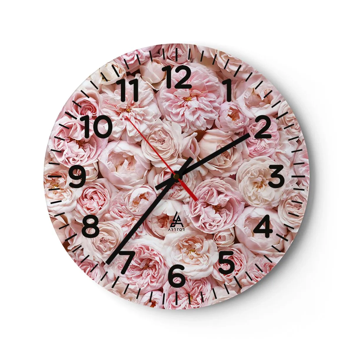 Horloge murale - Pendule murale - Un lit de roses - 30x30 cm