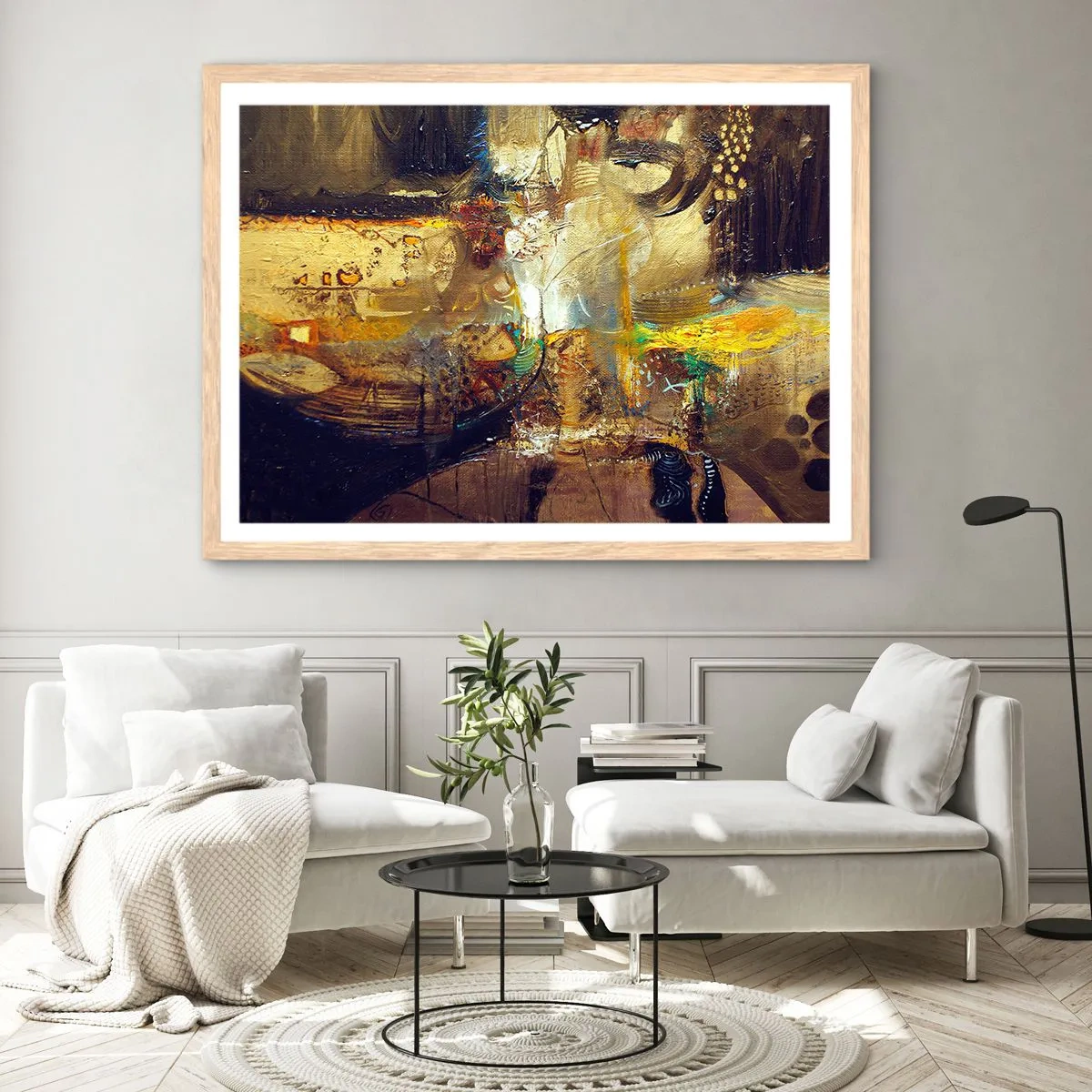 Affiche dans un chêne clair - Poster - Froid, tiède, chaud - 100x70 cm