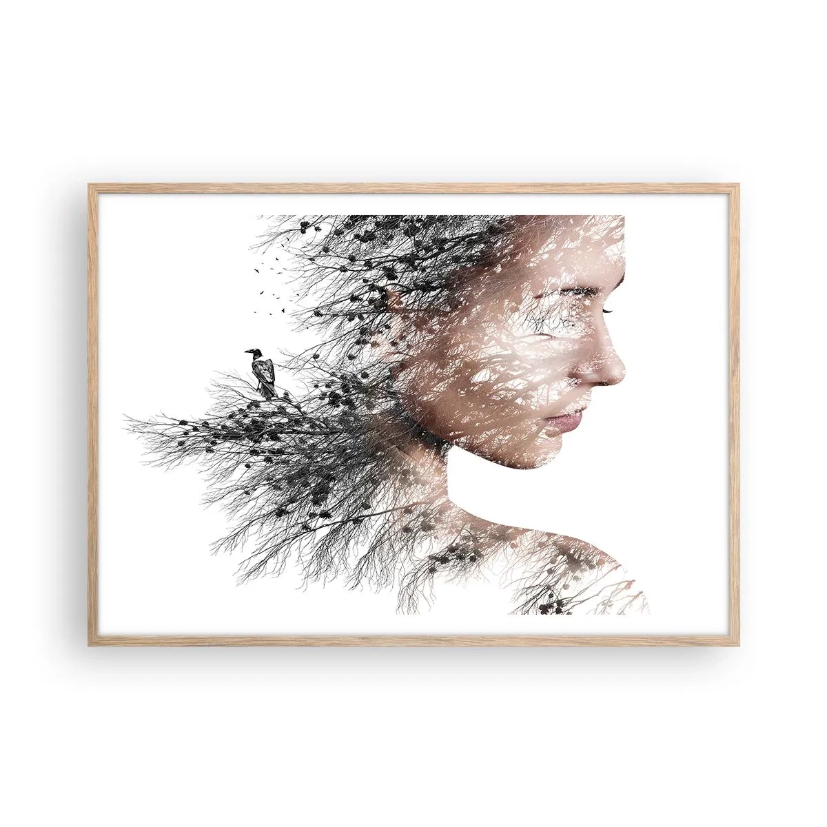 Affiche dans un chêne clair - Poster - L'âme de la forêt - 100x70 cm