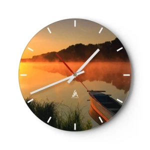 Horloge murale - Pendule murale - Lever du soleil sur l'eau comme un miroir - 40x40 cm