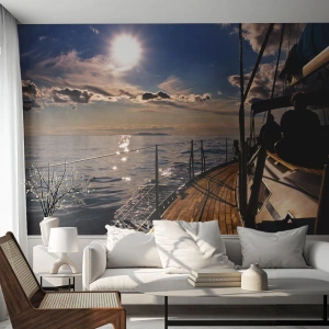 Papier Peint Photo Premium Canvas - Naviguer vers le soleil - Nautique, Yacht, Mer - 500x350 cm