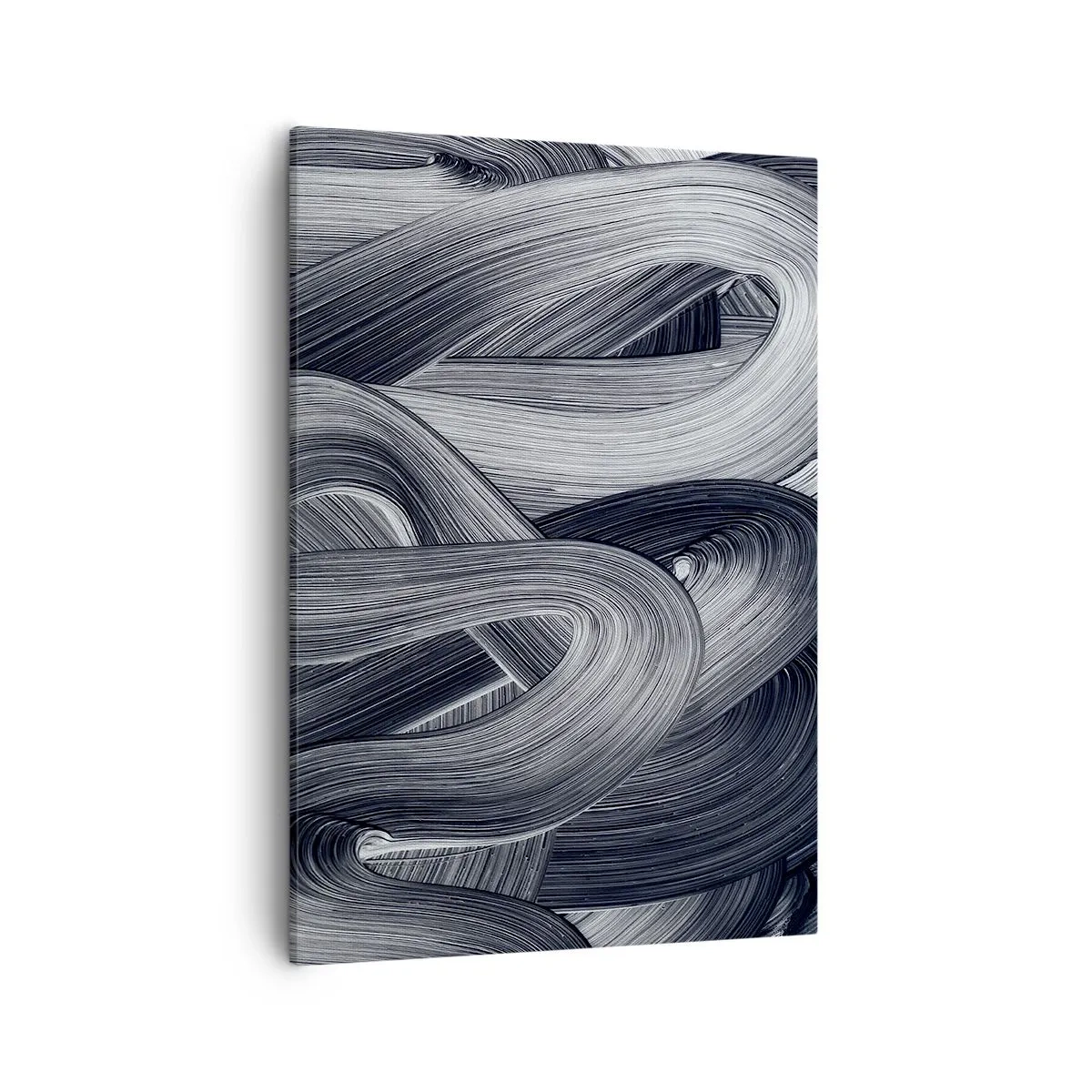 Impression sur toile - Image sur toile - Abstraction en noir et blanc avec des coups de pinceau dynamiques. - 50x70cm - La fluidité de la réalité - Décoration murale moderne pour le salon et la chambre ARTTOR