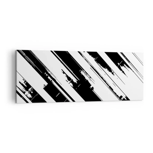 Impression sur toile - Image sur toile - Lignes noires et blanches et motifs géométriques dans un style moderne - 140x50cm - Une composition intense et dynamique - Décoration murale moderne pour le salon et la chambre ARTTOR