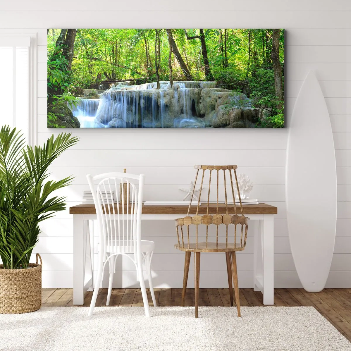 Impression sur toile - Image sur toile - Se noyer dans le turquoise et le vert - 90x30 cm