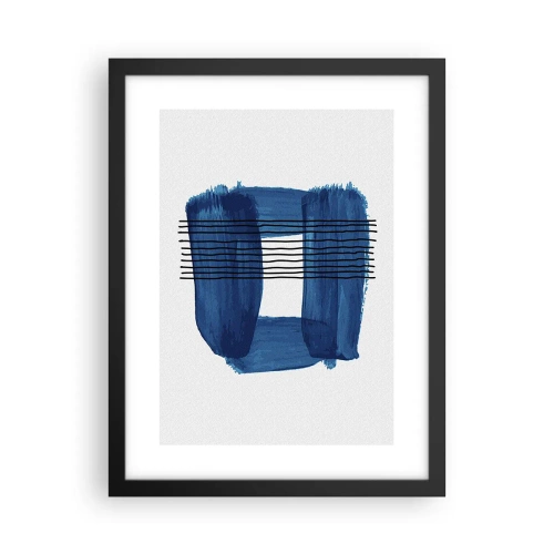 Affiche dans un cadre noir - Poster - Composition noire-bleue - 30x40 cm