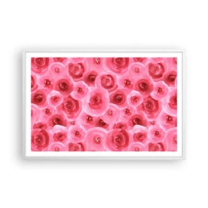 Affiche dans un cadre blanc - Poster - Roses en-haut et en-bas - 91x61 cm