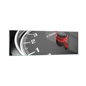 Impression sur verre - Image sur verre - Gros plan du tachymètre avec l'aiguille rouge - 160x50cm - Faites le plein - Décoration murale moderne pour le salon et la chambre ARTTOR