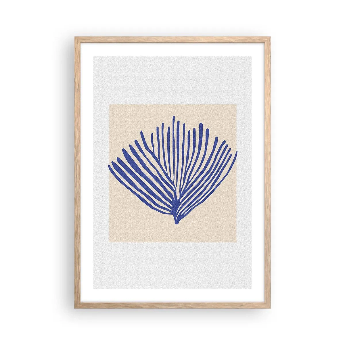 Affiche dans un chêne clair - Poster - Éventail bleu - 50x70 cm