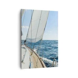 Impression sur toile - Image sur toile - Un voilier sur une mer calme sous un ciel bleu - 70x100cm - Ohé, l'aventure - Décoration murale moderne pour le salon et la chambre ARTTOR