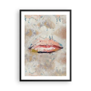 Affiche dans un cadre noir - Poster - Lèvres abstraites dans une palette de couleurs pastel - 50x70cm - Éveil la pensée - Décoration murale moderne pour le salon et la chambre ARTTOR
