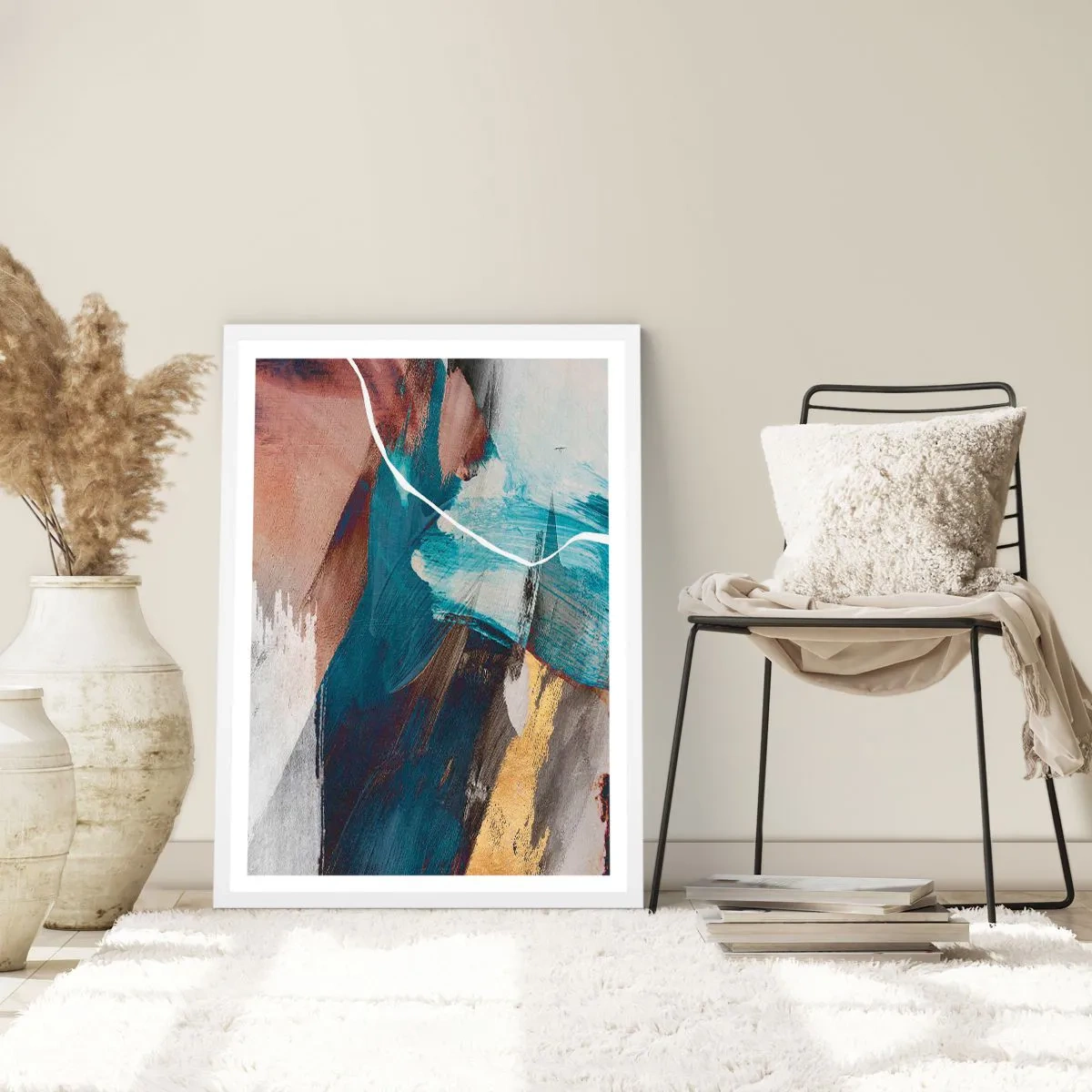 Affiche dans un cadre blanc - Poster - Avec panache et énergie - 70x100 cm