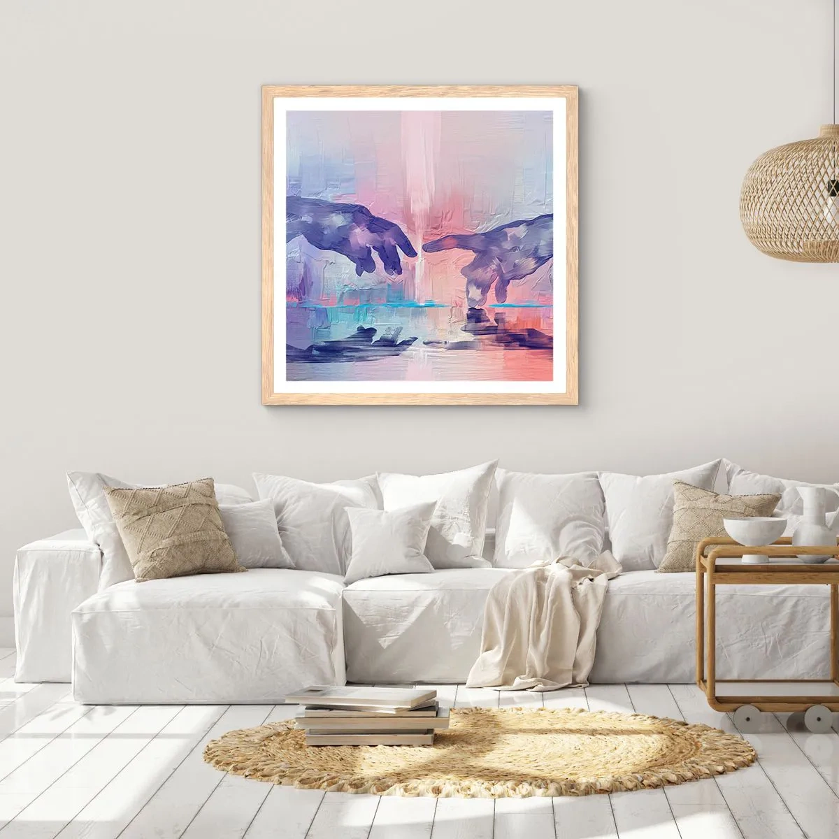 Affiche dans un chêne clair - Poster - Divine étincelle de vie - 60x60 cm