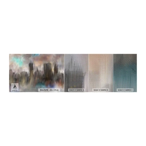 Échantillon de Papier Peint Premium Canvas - Une composition d'acier, de pierre et de brouillard - Ville, Architecture, Morceau - 100x30 cm
