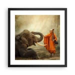 Affiche dans un cadre noir - Poster - Rencontre en voyageant - 40x40 cm