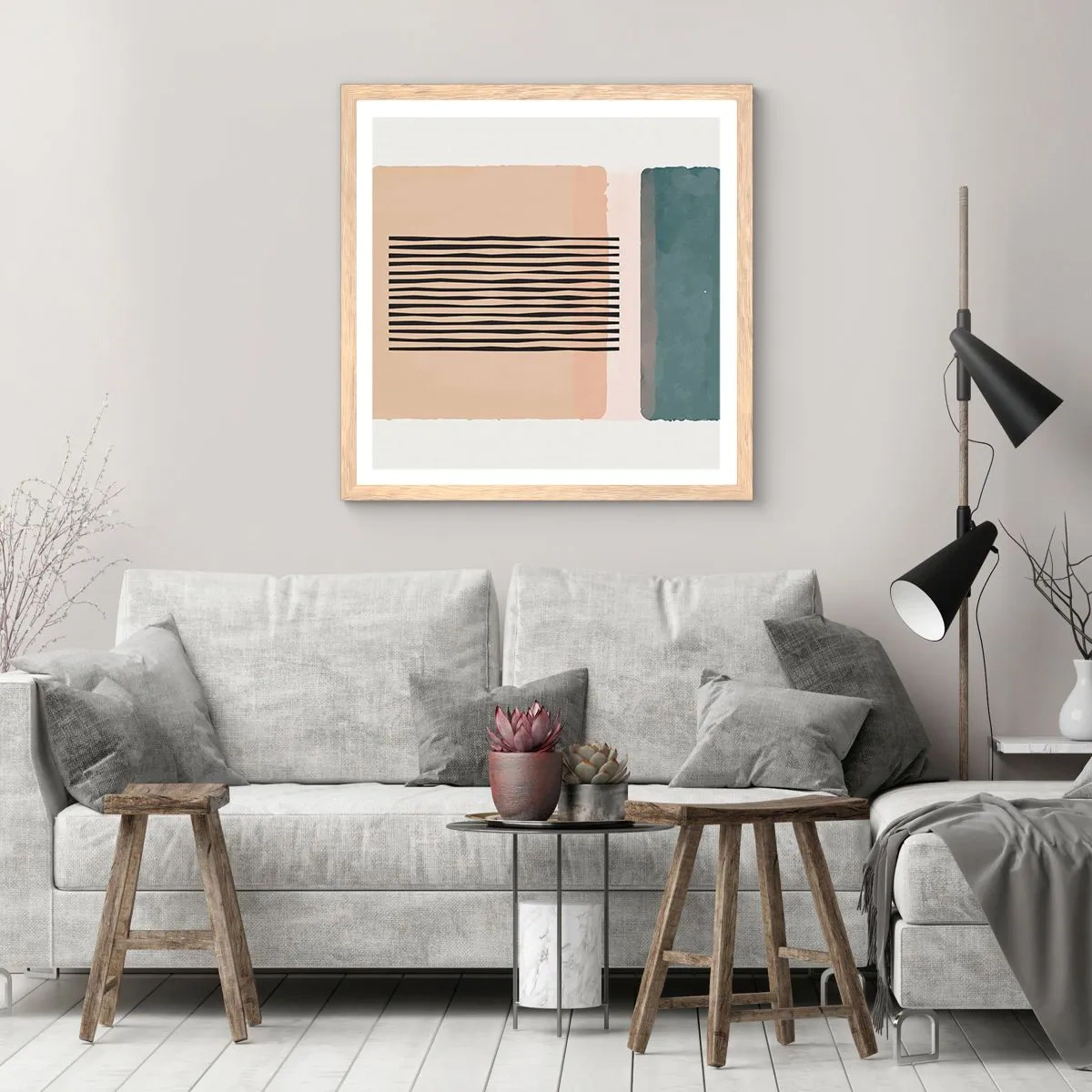 Affiche dans un chêne clair - Poster - Tout est en ordre - 60x60 cm