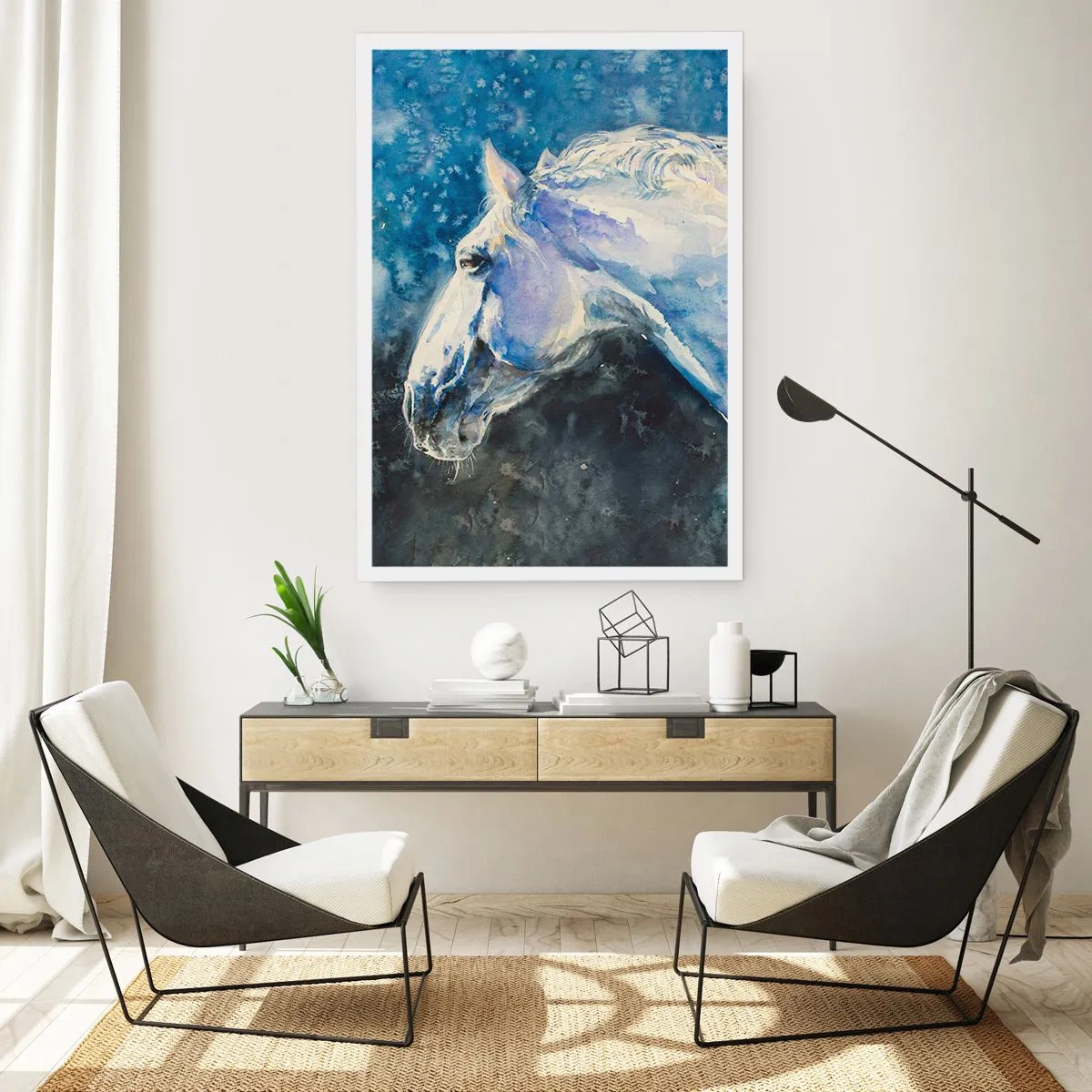 Affiche - Poster - Portrait dans une lueur azur - 30x40 cm
