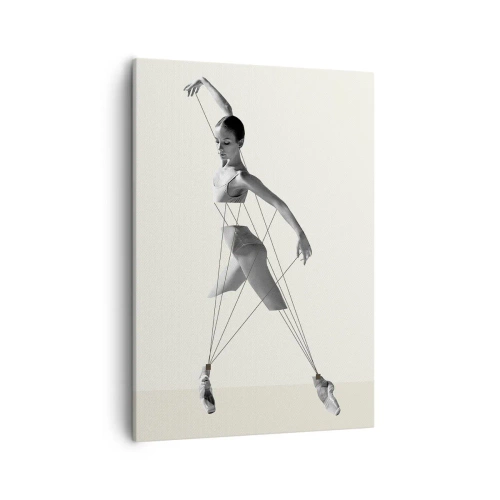 Impression sur toile - Image sur toile - Ballerine dans une interprétation géométrique avec des lignes - 50x70cm - Dans le théatre de la vie - Décoration murale moderne pour le salon et la chambre ARTTOR