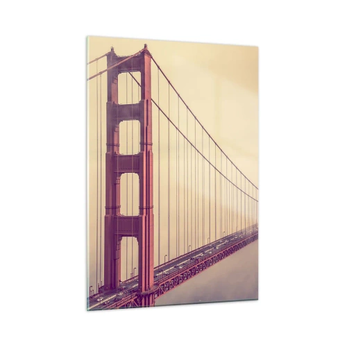 Impression sur verre - Image sur verre - Le Golden Gate Bridge de San Francisco dans un paysage brumeux - 50x70cm - Entre ciel et terre - Décoration murale moderne pour le salon et la chambre ARTTOR