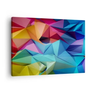 Impression sur toile - Image sur toile - Abstraction géométrique colorée aux couleurs vives - 70x50cm - Origami arc-en-ciel - Décoration murale moderne pour le salon et la chambre ARTTOR