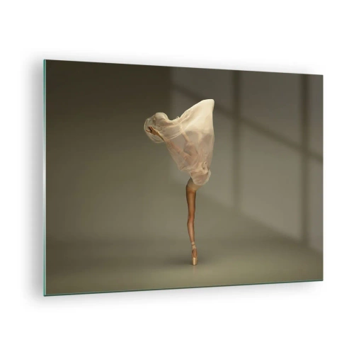 Impression sur verre - Image sur verre - Une danseuse dans une pose délicate avec son voile relevé - 70x50cm - Il va bientôt s'envoler - Décoration murale moderne pour le salon et la chambre ARTTOR
