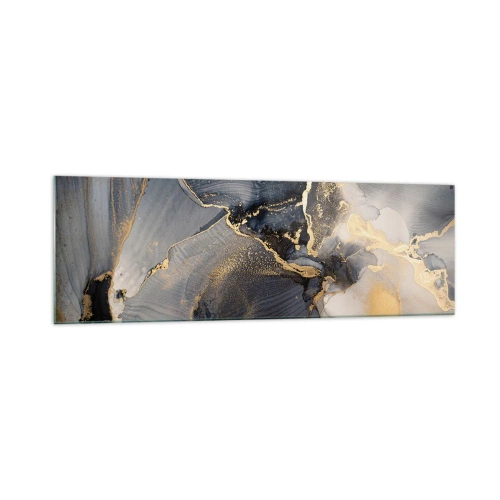 Impression sur verre - Image sur verre - Abstrait or et gris sur toile - 160x50cm - La vie de la pierre - Décoration murale moderne pour le salon et la chambre ARTTOR