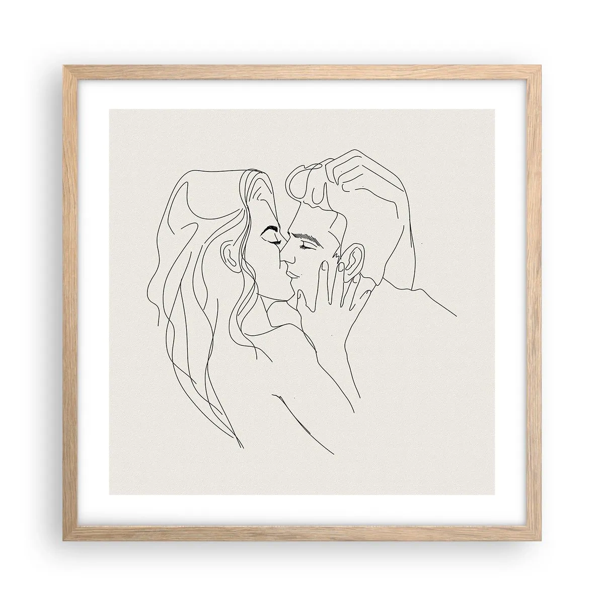 Affiche dans un chêne clair - Poster - Enlacé de sentiment - 50x50 cm