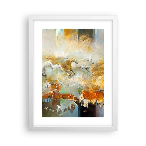 Affiche dans un cadre blanc - Poster - Au galop vers la lumière - 30x40 cm