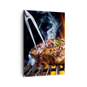 Impression sur toile - Image sur toile - Steak grillé sur un gril aux épices - 70x100cm - Juteux et parfumé - Décoration murale moderne pour le salon et la chambre ARTTOR