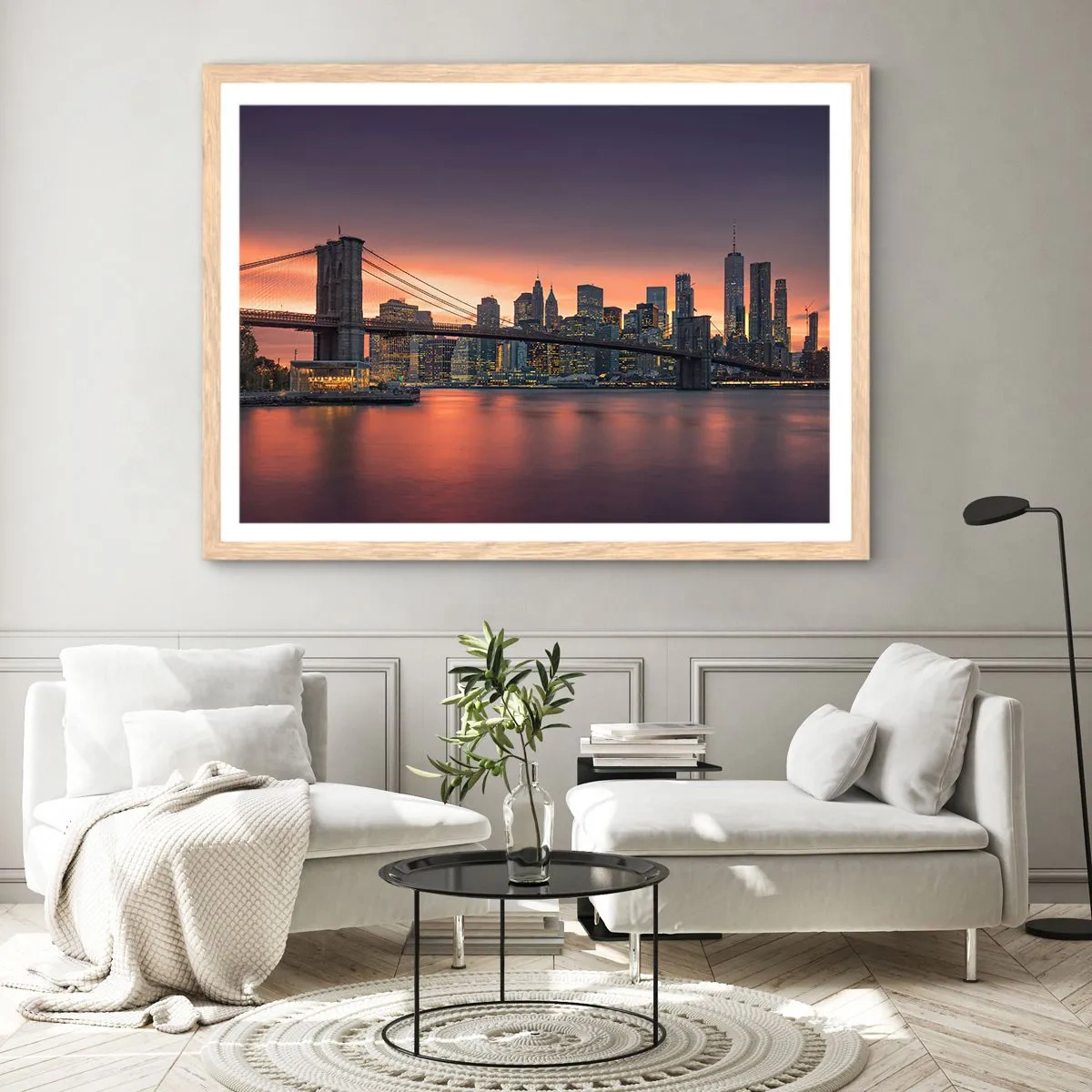 Affiche dans un chêne clair - Poster - Immergé dans le silence lilas - 100x70 cm