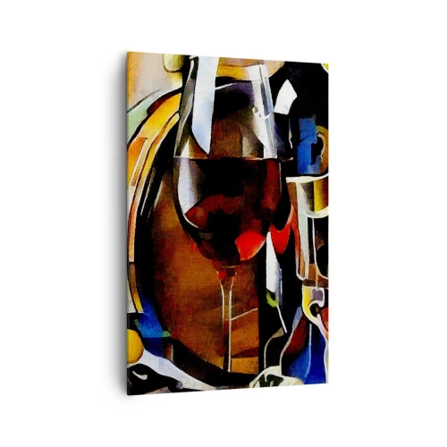 Impression sur toile - Image sur toile - Nature morte abstraite avec verres et instruments - 80x120cm - Et le monde prend des couleurs - Décoration murale moderne pour le salon et la chambre ARTTOR