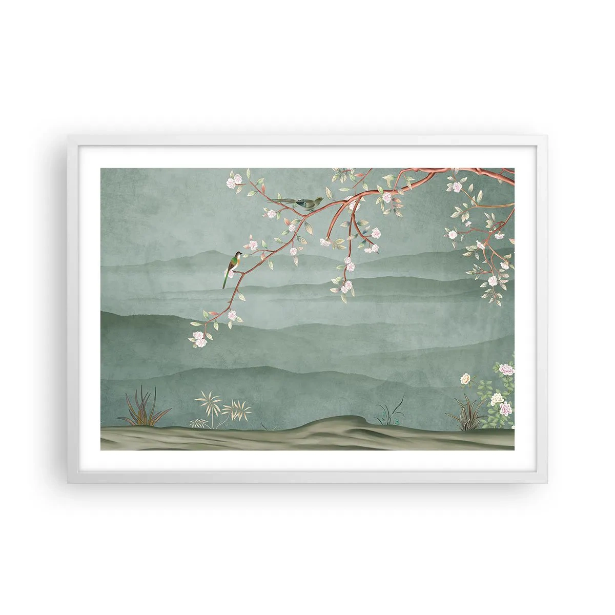 Affiche dans un cadre blanc - Poster - Printemps oh c'est toi - 70x50 cm