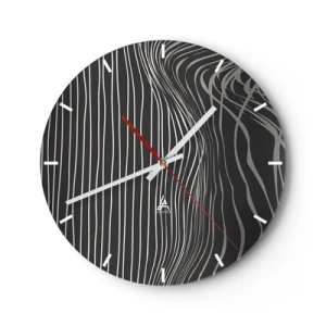 Horloge murale - Pendule murale - Lignes abstraites sur fond sombre - 30x30cm - Rythme et accent - Décoration murale moderne pour le salon, la cuisine et la chambre ARTTOR