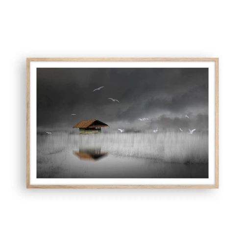 Affiche dans un chêne clair - Poster - A l'abri de la pluie - 91x61 cm