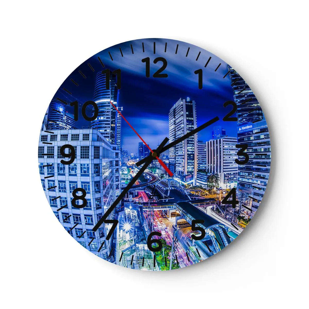 Horloge murale - Pendule murale - Rythmes de la ville nocturne - 40x40 cm