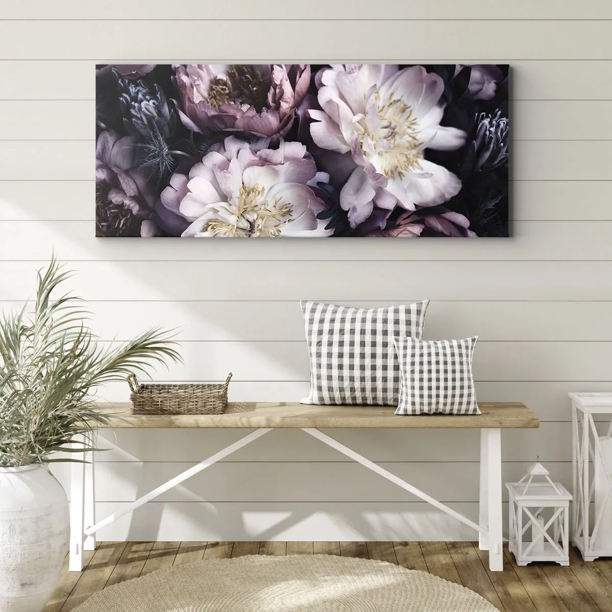 Impression sur toile - Image sur toile - Fleurs aux tons pastel délicats - 160x50cm - Bouquet à l'ancienne - Décoration murale moderne pour le salon et la chambre ARTTOR