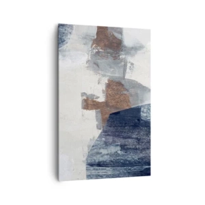 Impression sur toile - Image sur toile - Formes abstraites dans des tons de bleu et de marron - 80x120cm - Formes bleues et brunes - Décoration murale moderne pour le salon et la chambre ARTTOR
