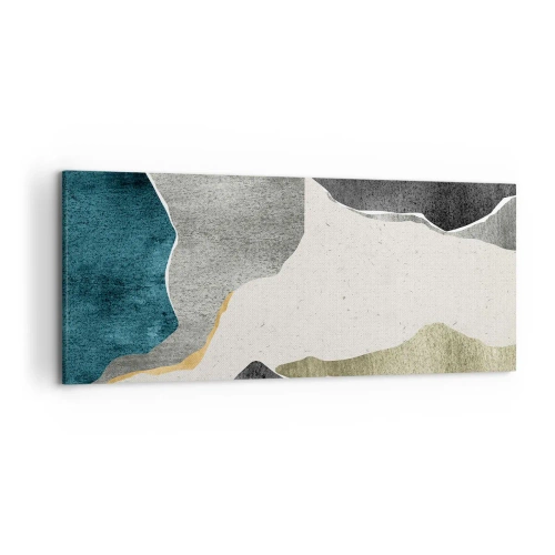 Impression sur toile - Image sur toile - Formes géométriques dans les tons de gris, vert et or - 120x50cm - Composition mosaïque avec un fil d'or - Décoration murale moderne pour le salon et la chambre ARTTOR