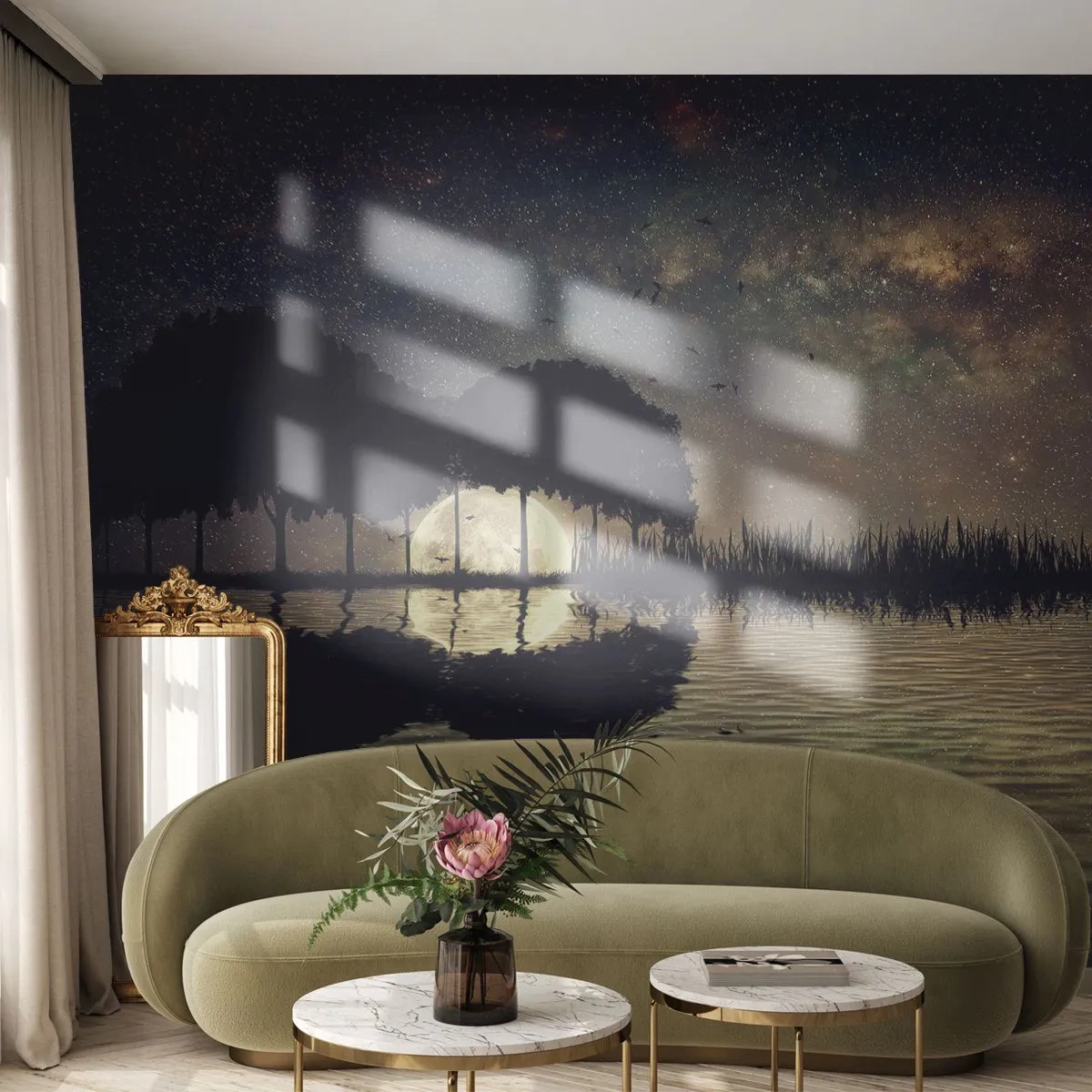 Papier Peint Photo Standard Eco - Nuit au bout du monde - Paysage, Lac, Lune - 400x280 cm