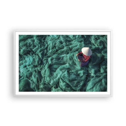 Affiche dans un cadre blanc - Poster - Dans une mer de filet - 91x61 cm