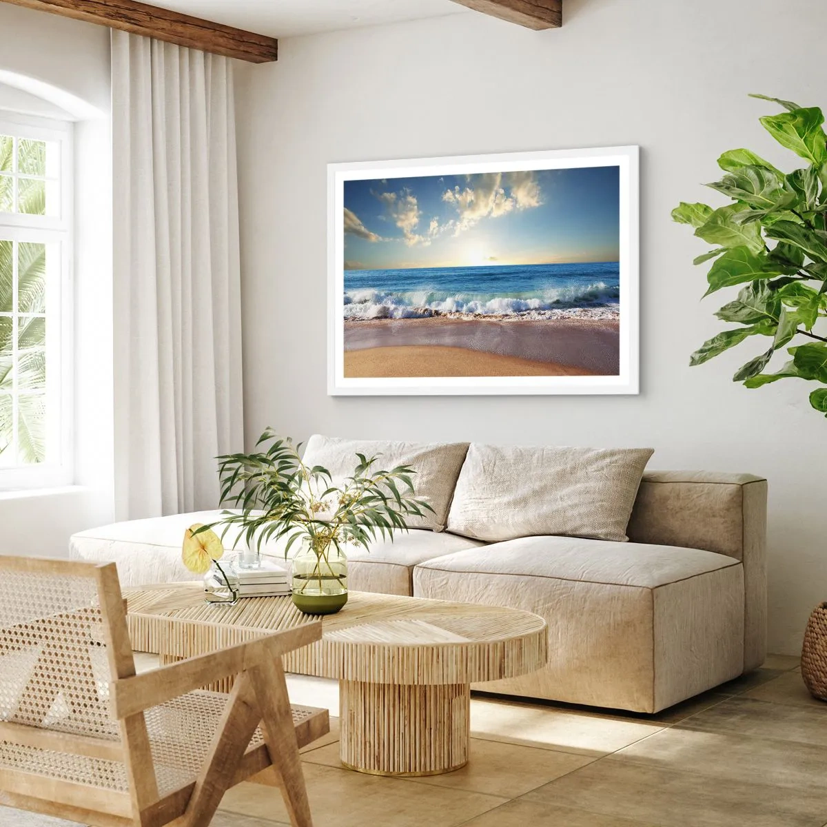 Affiche dans un cadre blanc - Poster - Mouvement et immobilité à la fois - 100x70 cm