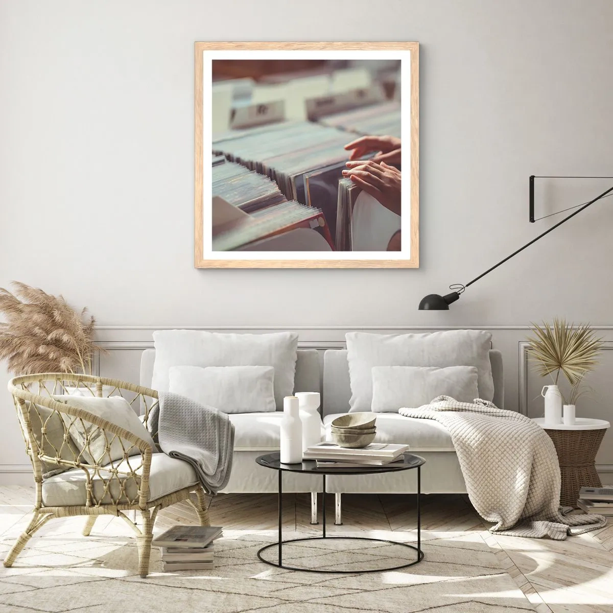 Affiche dans un chêne clair - Poster - A la recherche d'émotions - 60x60 cm