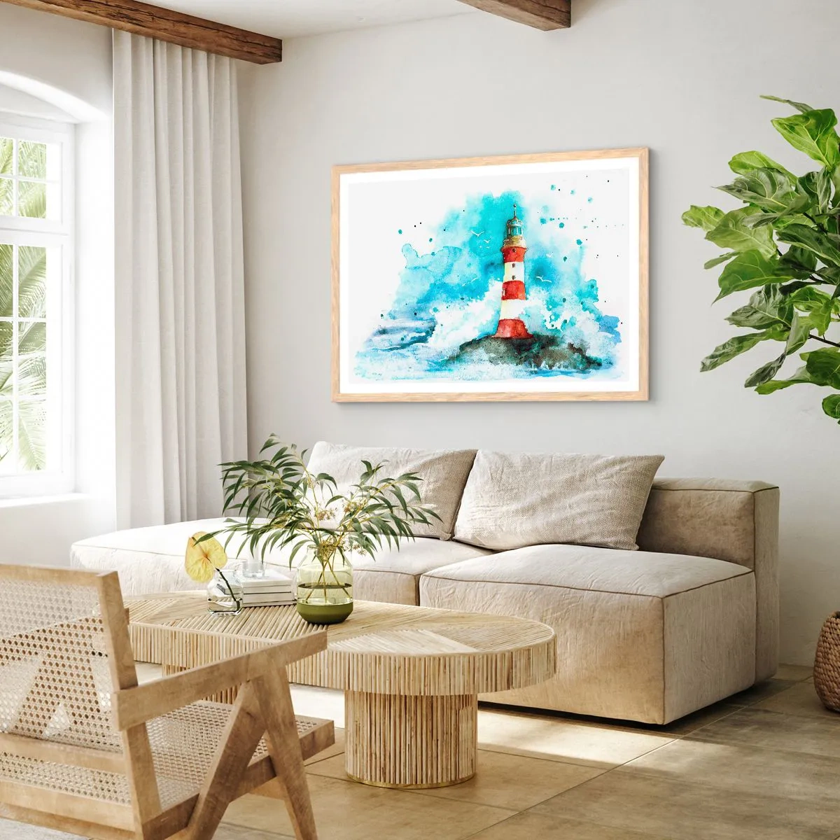 Affiche dans un chêne clair - Poster - Unité des éléments - 70x50 cm