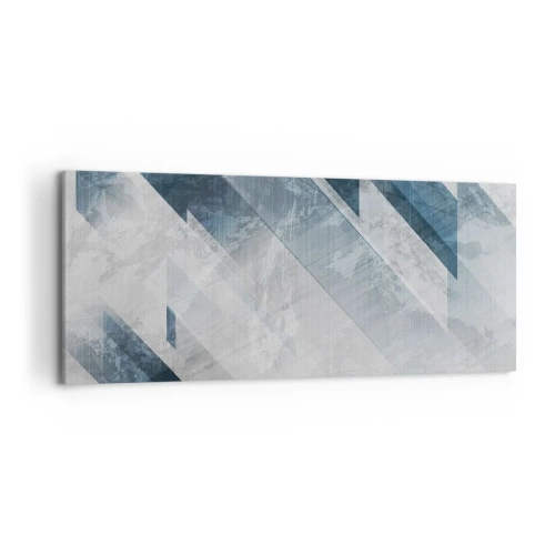 Impression sur toile - Image sur toile - Lignes abstraites dans des tons de gris et de bleu - 120x50cm - Composition spatiale - mouvement gris - Décoration murale moderne pour le salon et la chambre ARTTOR