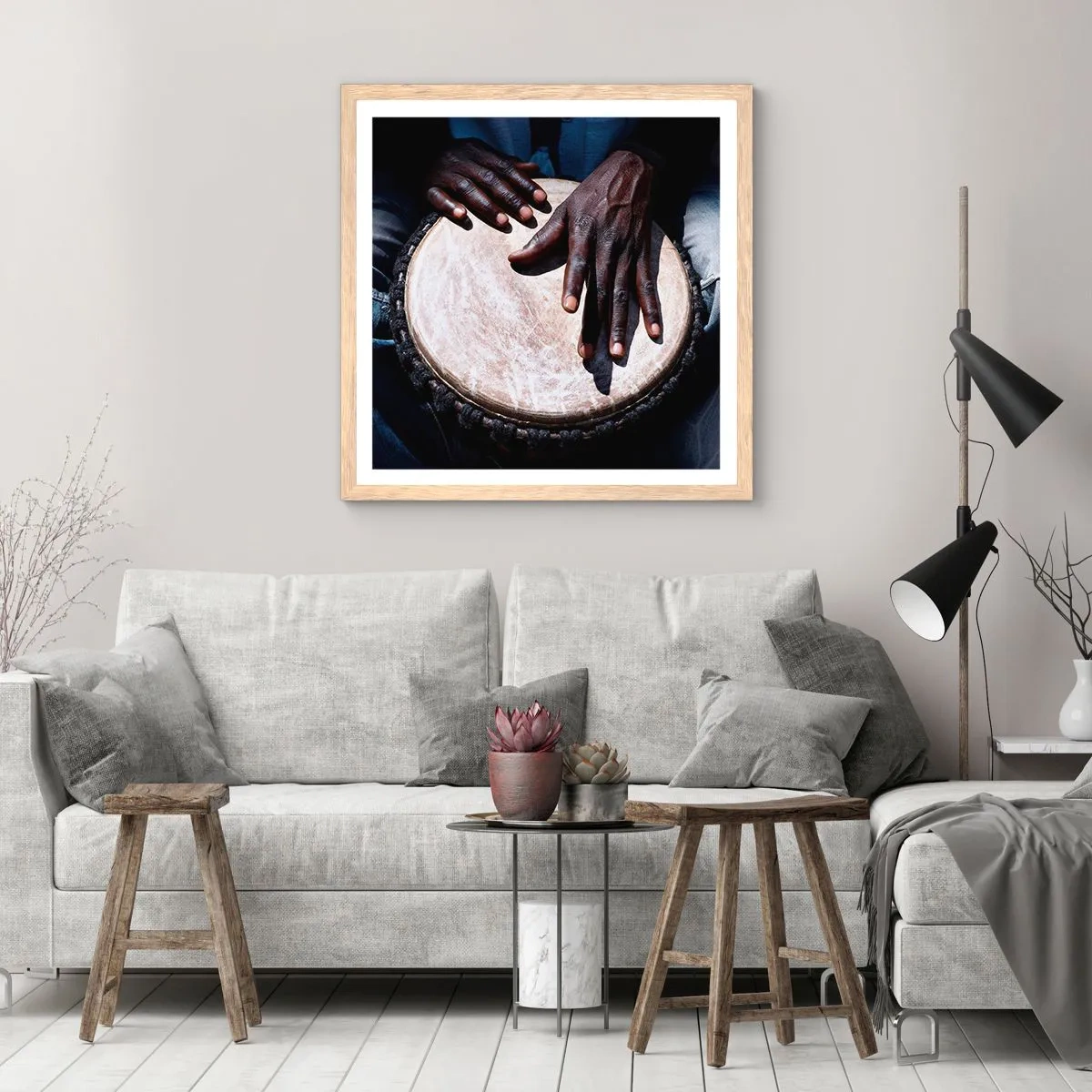 Affiche dans un chêne clair - Poster - Vis à son rythme - 50x50 cm