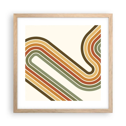 Affiche dans un chêne clair - Poster - En zig zag vers le but - 40x40 cm